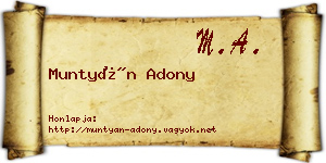 Muntyán Adony névjegykártya